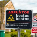 Asbestos exposure warning signs in a community setting
