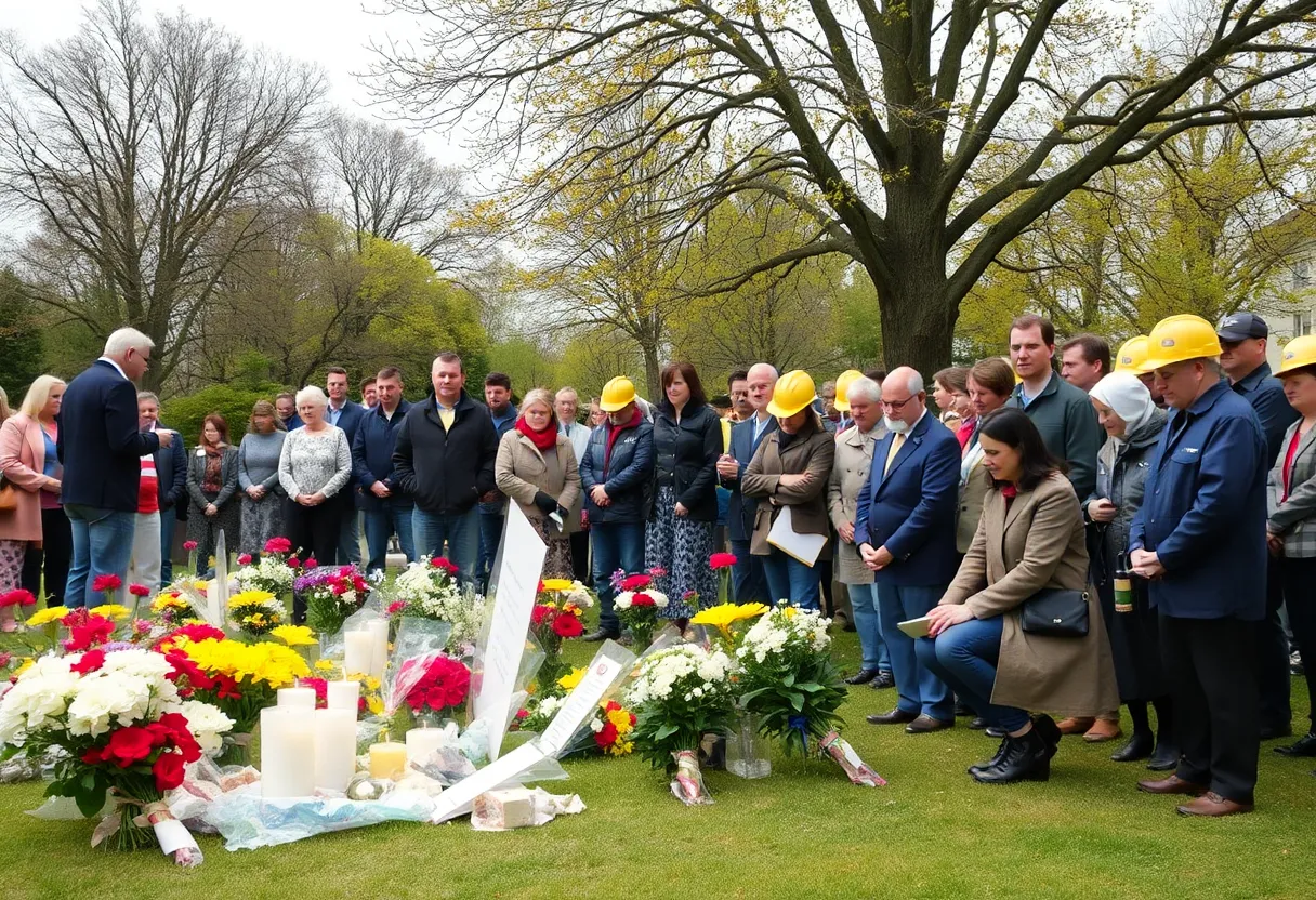 Community memorial emphasizing awareness of asbestos hazards