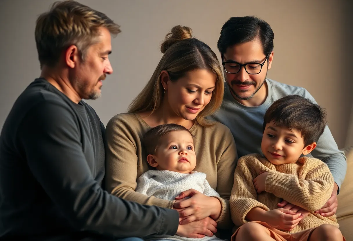 A family supporting a member diagnosed with mesothelioma, showcasing emotional connections.