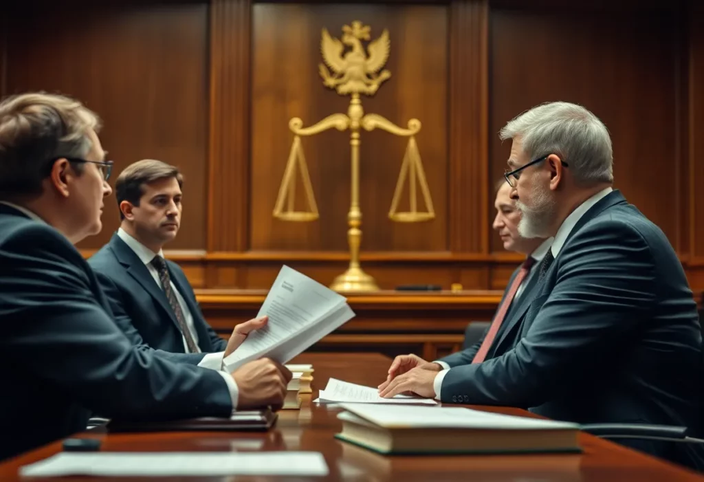 Courtroom scene focused on legal advocacy in asbestos exposure case