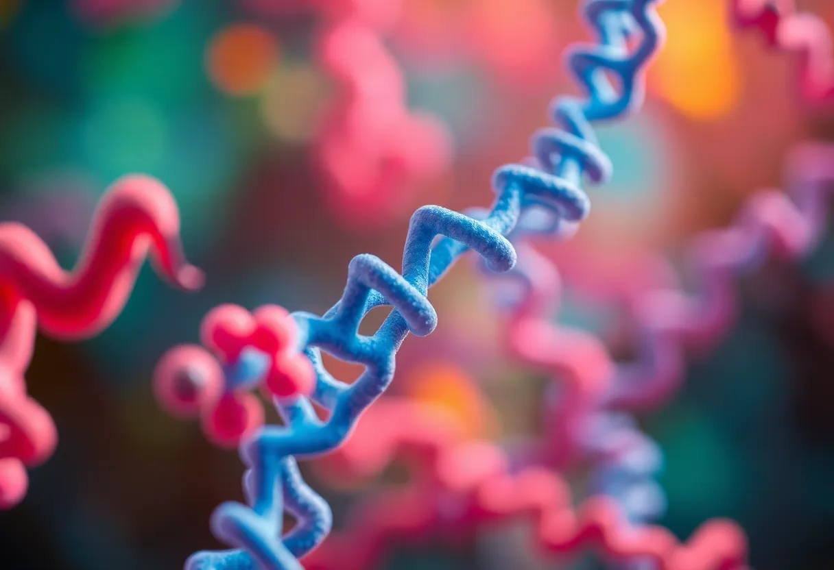 Abstract illustration of cancer research focused on YB-1 protein.