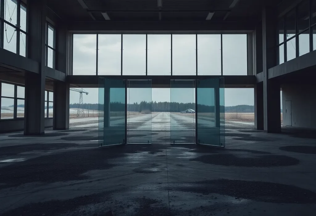 Deserted workplace representing loss and the dangers of asbestos exposure.