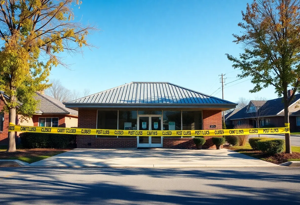 Closed post office with caution tape in Torrance